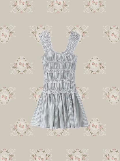 Gathering Stripe Vest Dress/ギャザーストライプベストドレス