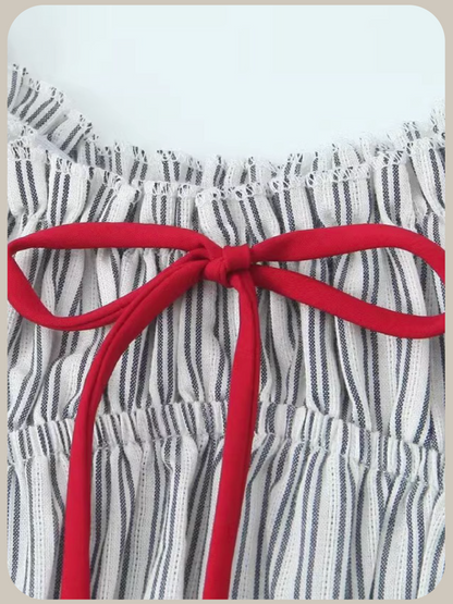 Gathering Stripe Vest Dress/ギャザーストライプベストドレス