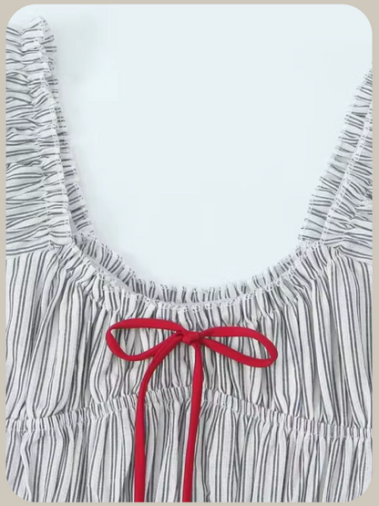 Gathering Stripe Vest Dress/ギャザーストライプベストドレス