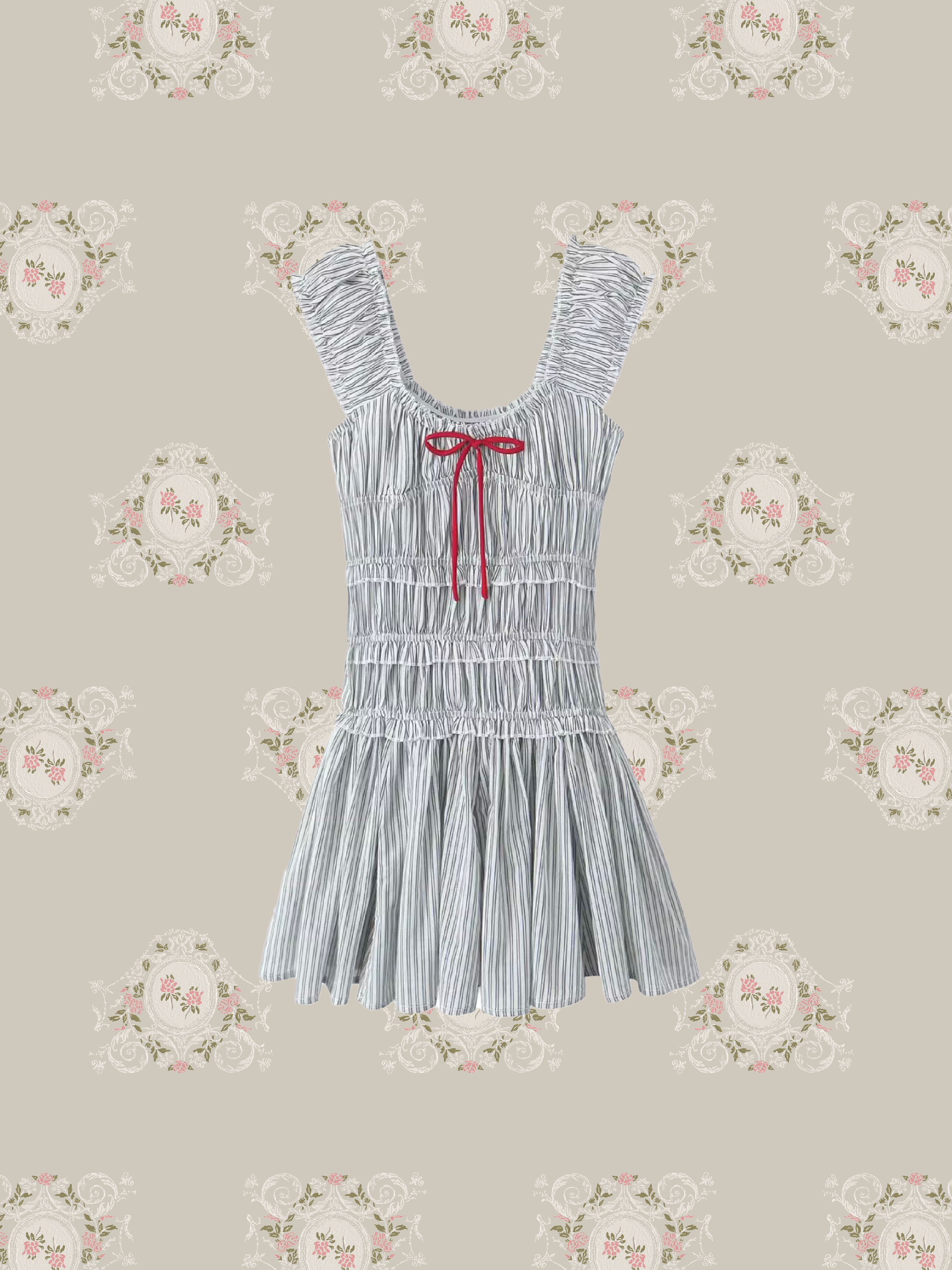 Gathering Stripe Vest Dress/ギャザーストライプベストドレス