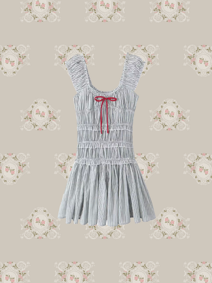 Gathering Stripe Vest Dress/ギャザーストライプベストドレス