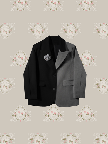 Half Docking Flower Applique Jacket/ハーフドッキングフラワーアップリケジャケット