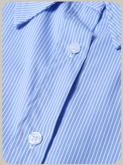 Handmade Pearl Deco Stripe Shirt ハンドメイドパールデコストライプシャツ