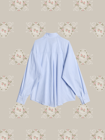 Handmade Pearl Deco Stripe Shirt ハンドメイドパールデコストライプシャツ