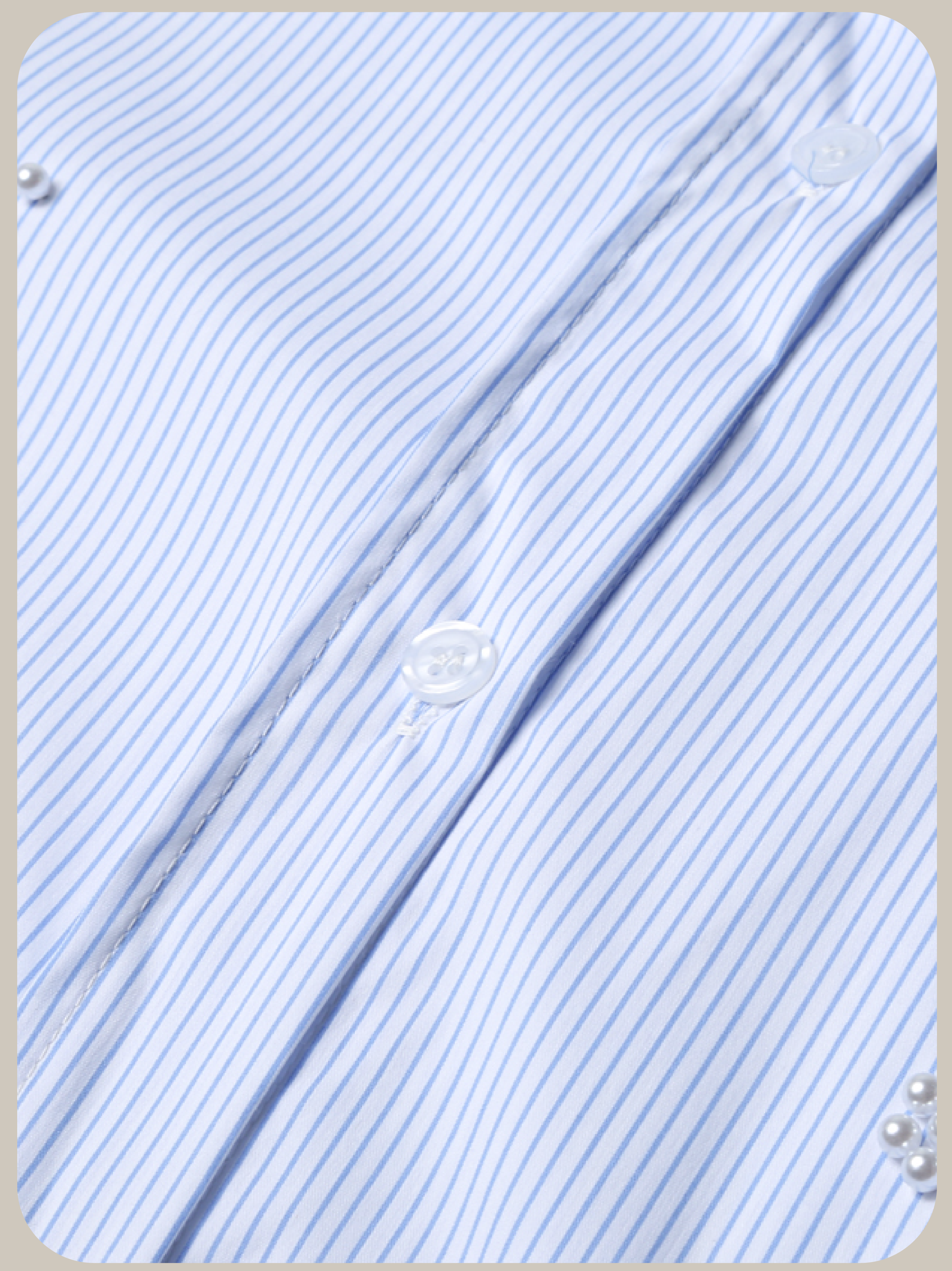 Handmade Pearl Deco Stripe Shirt ハンドメイドパールデコストライプシャツ