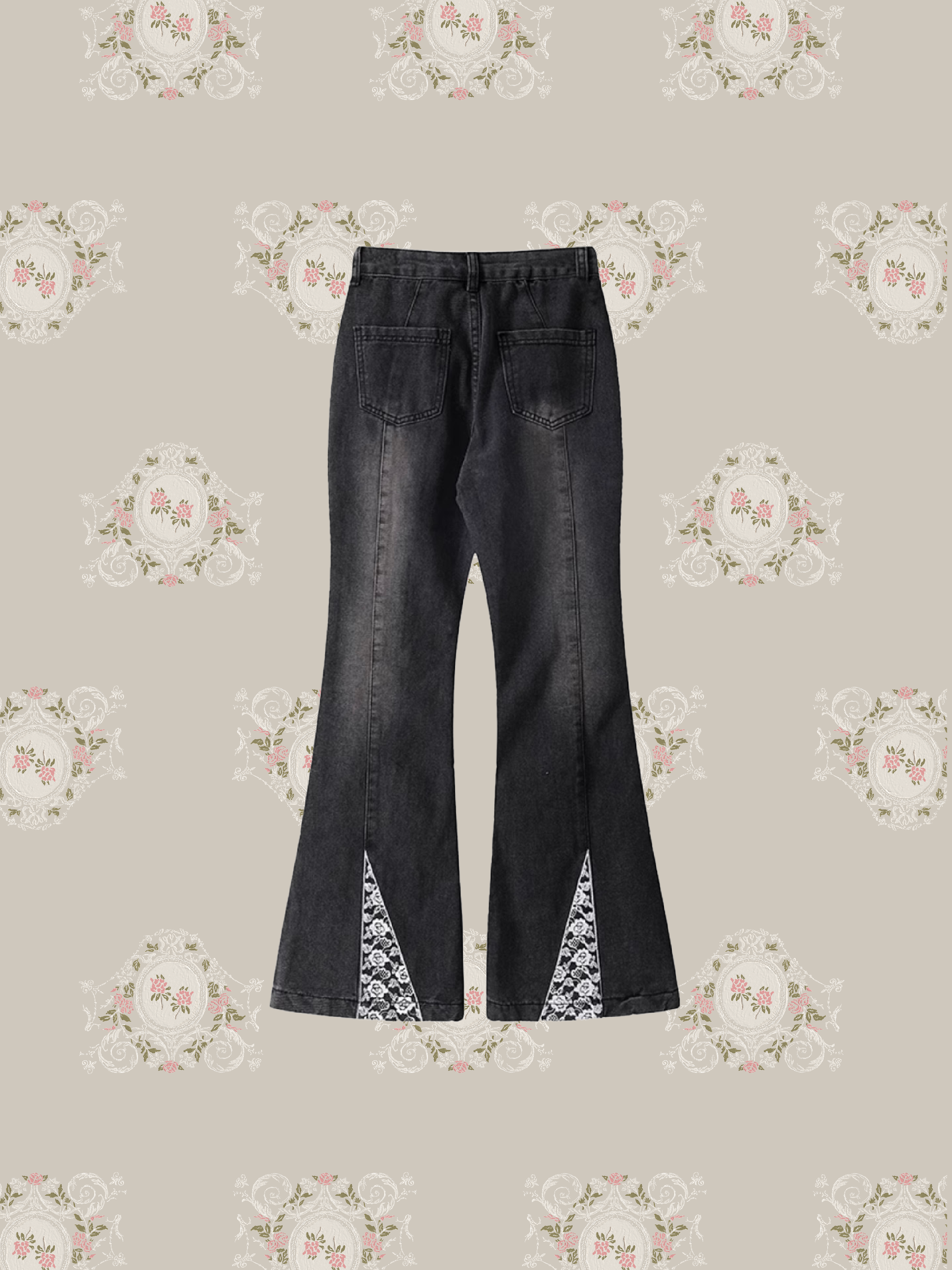 Lace Butterfly Denim Pants/レースバタフライデニムパンツ