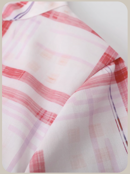 Pink Plaid Asymmetry One Piece/ピンクチェックアシンメトリーワンピース
