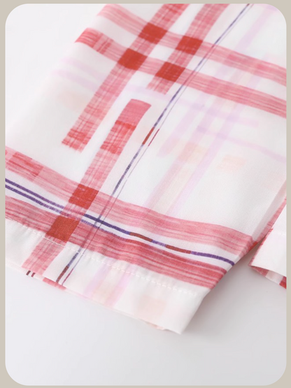 Pink Plaid Asymmetry One Piece/ピンクチェックアシンメトリーワンピース