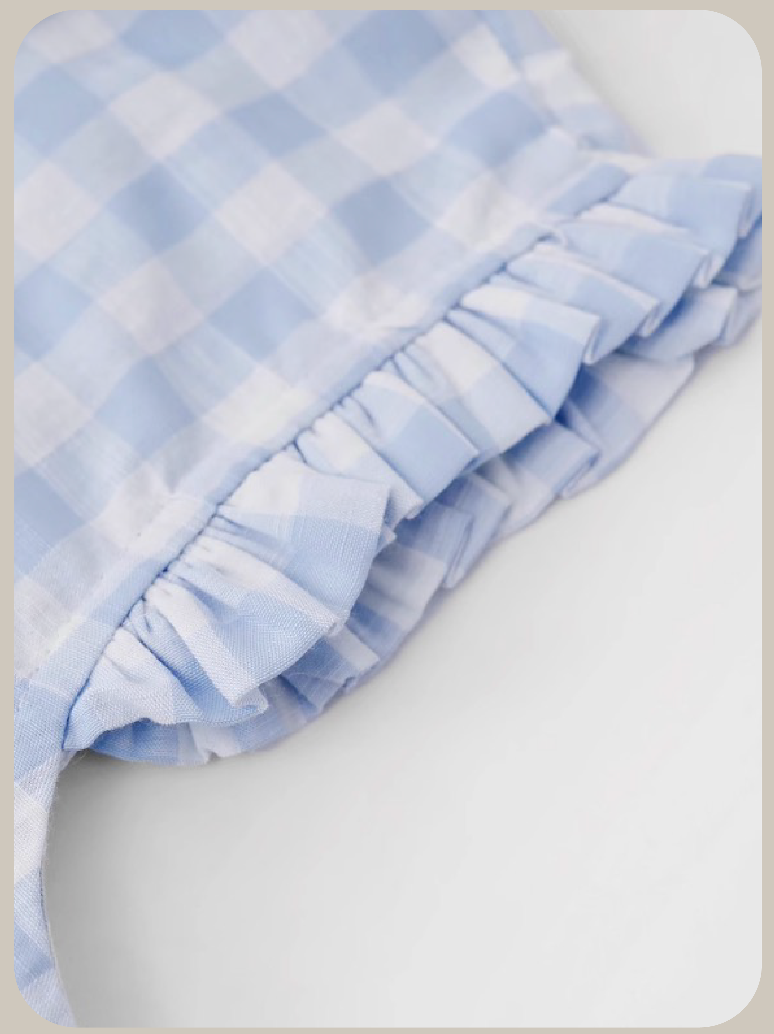 Sky Blue Ruffle Plaid Vest Set Up/スカイブルーフリルチェック柄ベストセットアップ