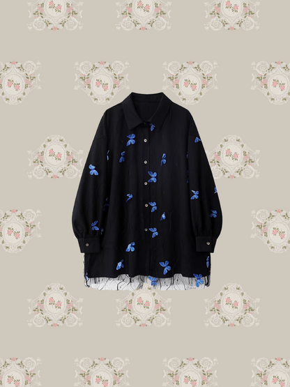 Swift Butterfly Applique Mesh Shirt/スウィフト バタフライ アップリケ メッシュ シャツ