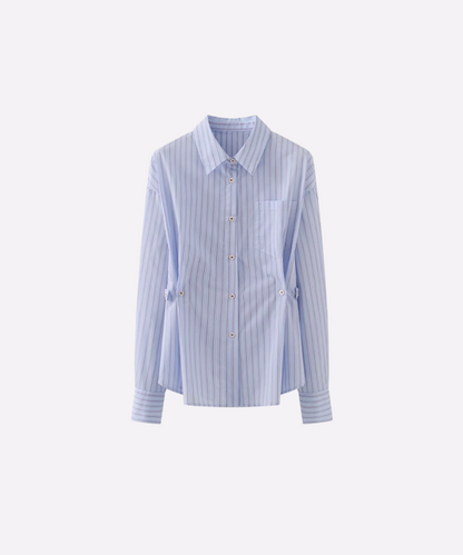 Waist Sky Blue Stripe Shirt