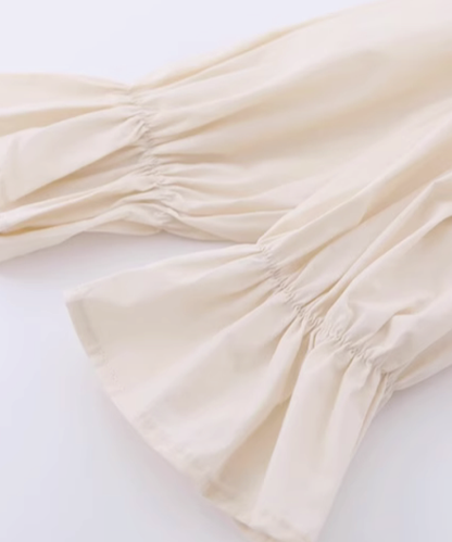 Wave Lapel Flare Sleeve Blouse 