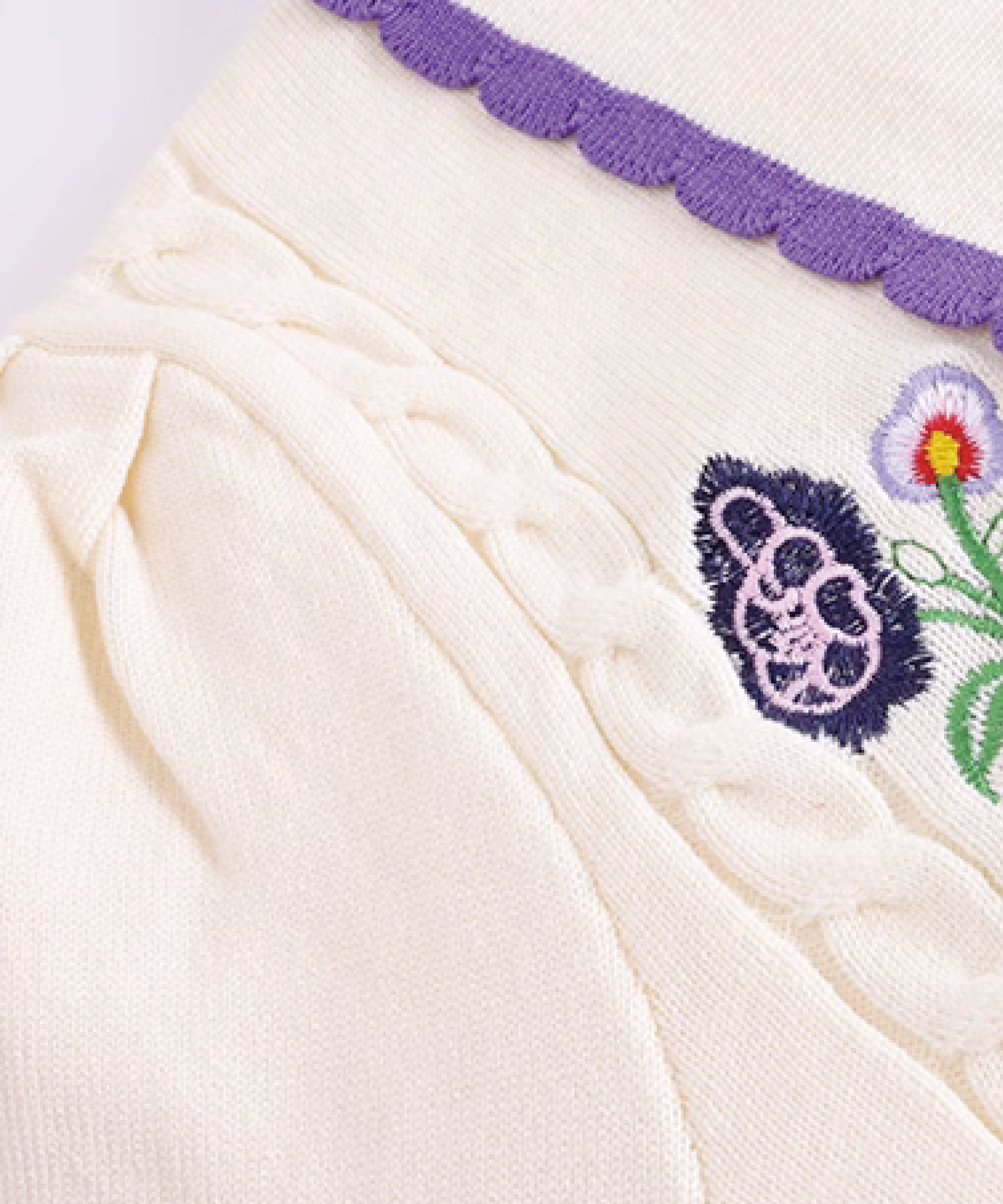 Floral Embroidery Rib Knit