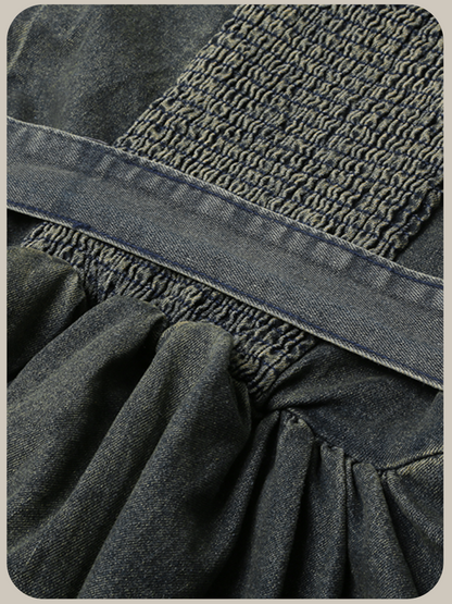 Rose Stitching Pleats Denim Cami/ローズステッチプリーツデニムキャミソール