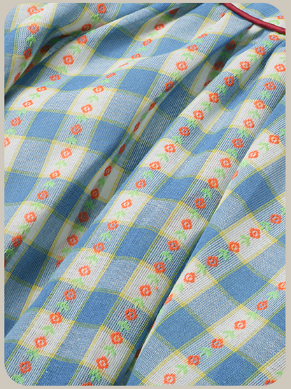 Garden Motif Plaid Frill Dress/ガーデンモチーフ チェック柄フリルワンピース