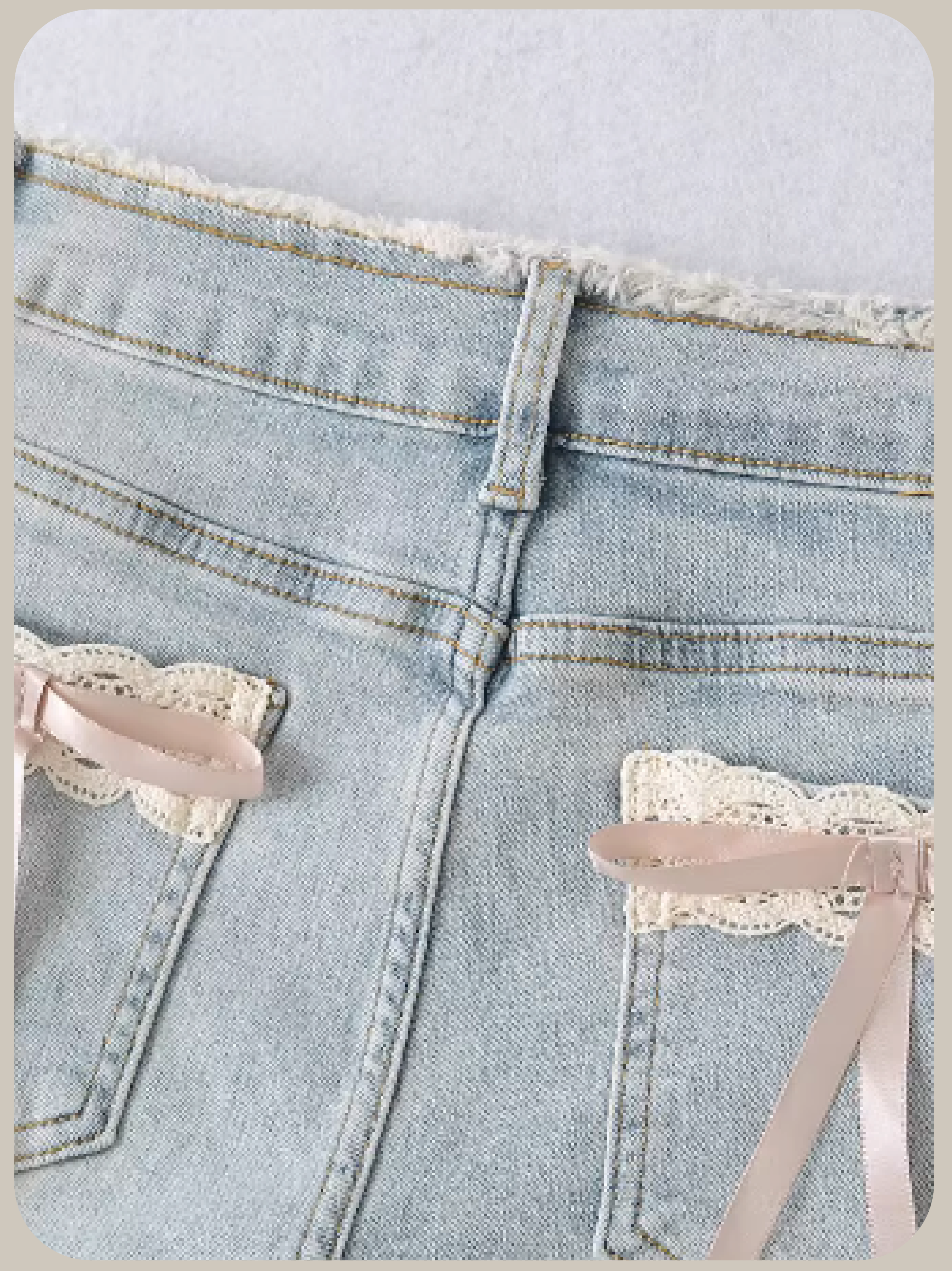 Cute Lace Deco Denim Pants/キュートレースデコデニムパンツ
