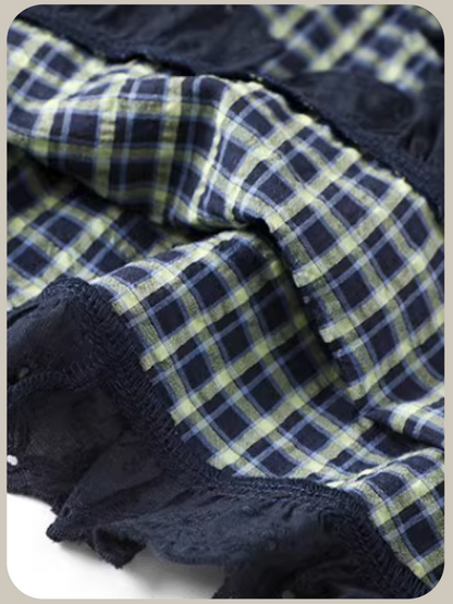 Retro Check Motif Frill Vest/レトロチェックモチーフフリルベスト