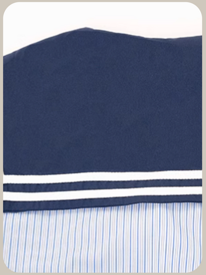 Preppy Sailor Collar Stripe Shirt/プレッピーセーラーカラーストライプシャツ