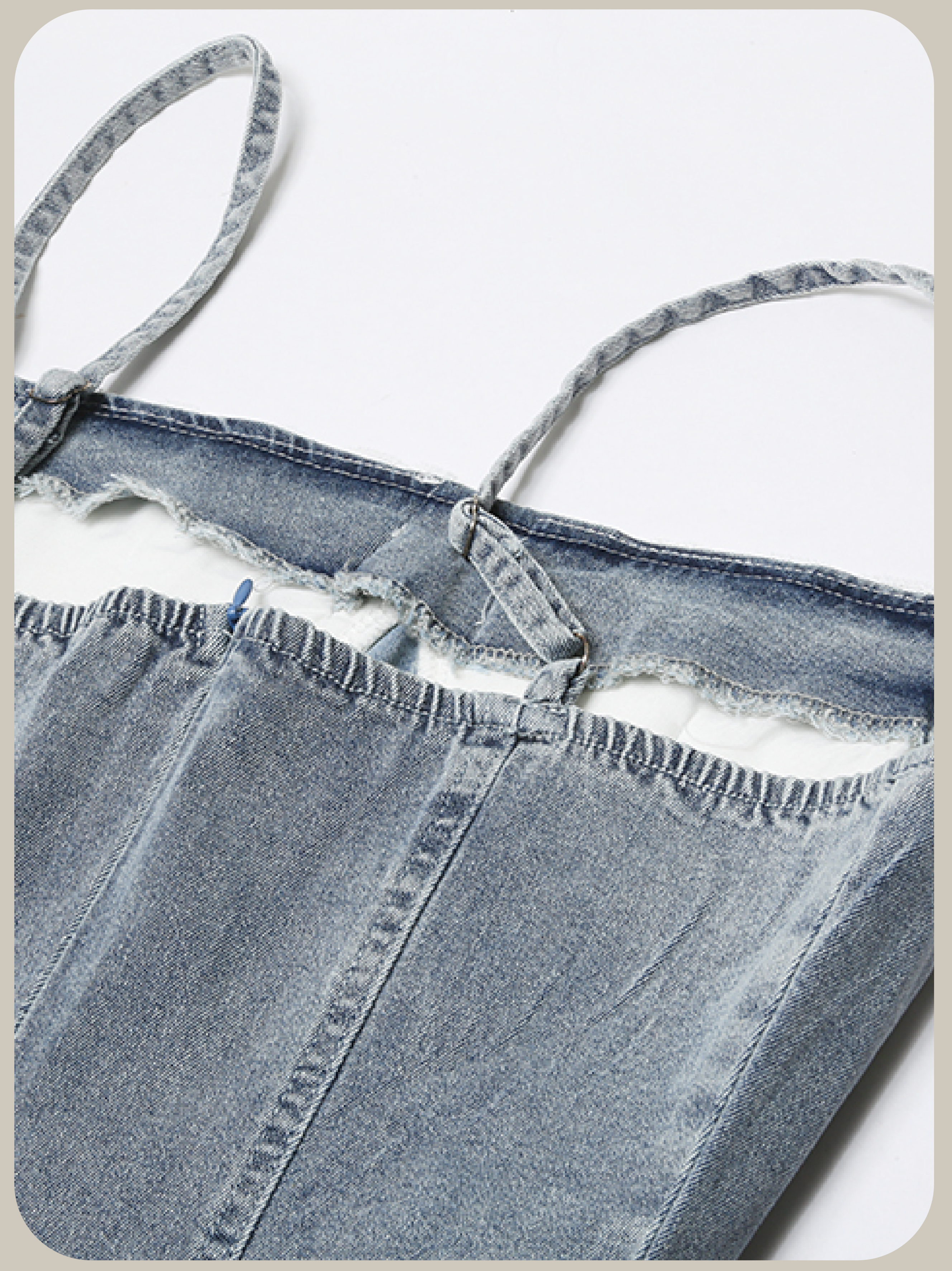 Silm Lace Stitch Denim Dress/シルム レースステッチ デニムドレス