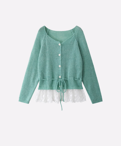 Flare Lace Stitching Cardigan