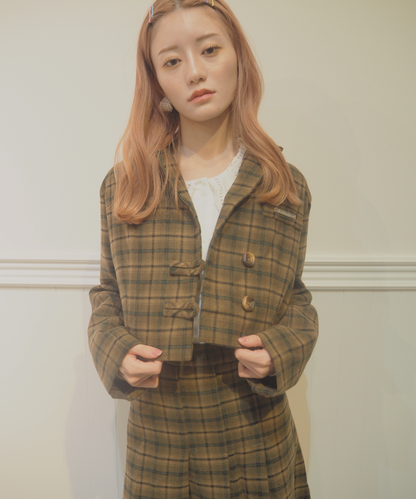 Plaid Short Coat Set Up  チェック柄ショートコートセットアップ