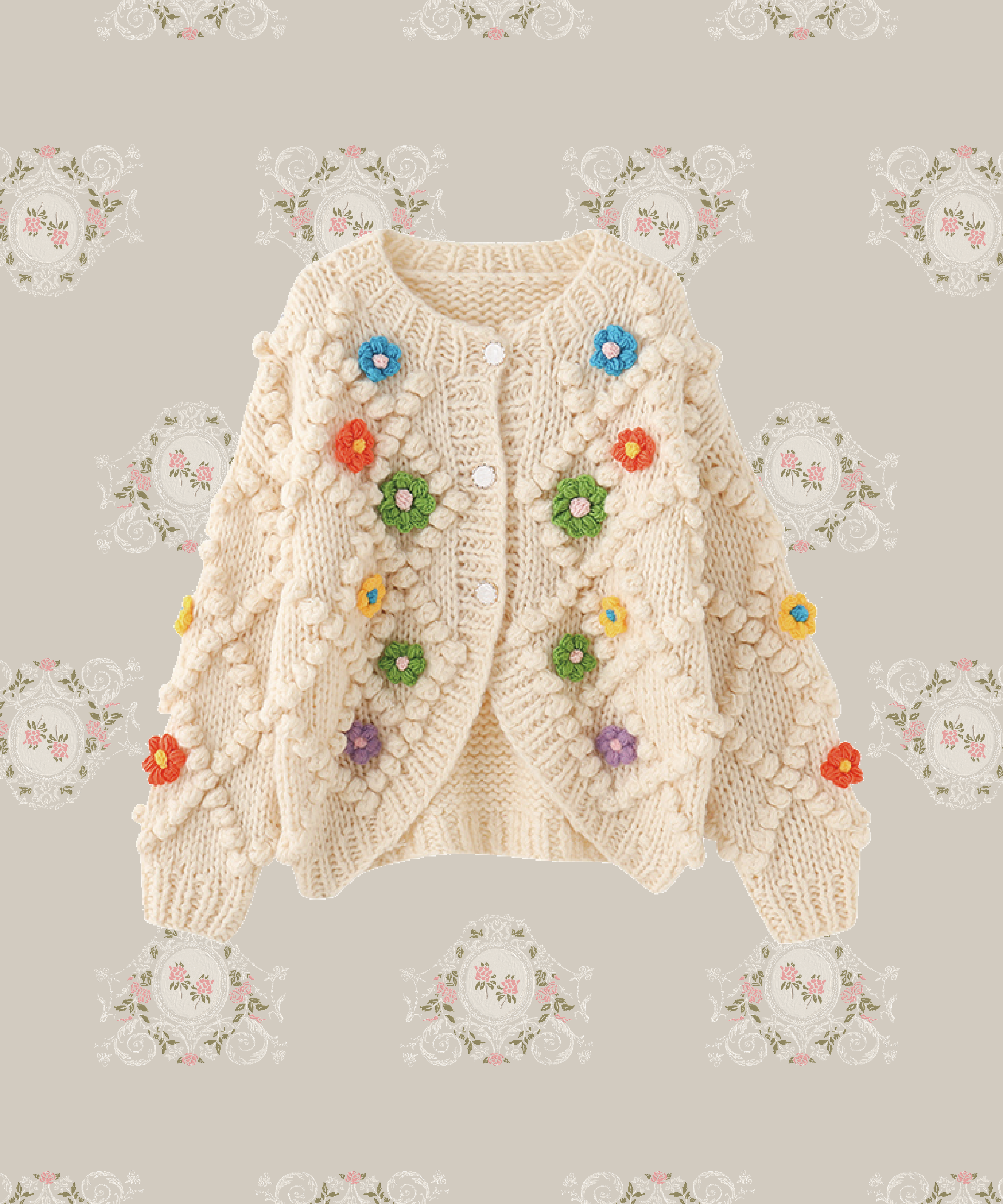 Handmade Garden Crochet Cardigan. ハンドメイドガーデンカーディガン