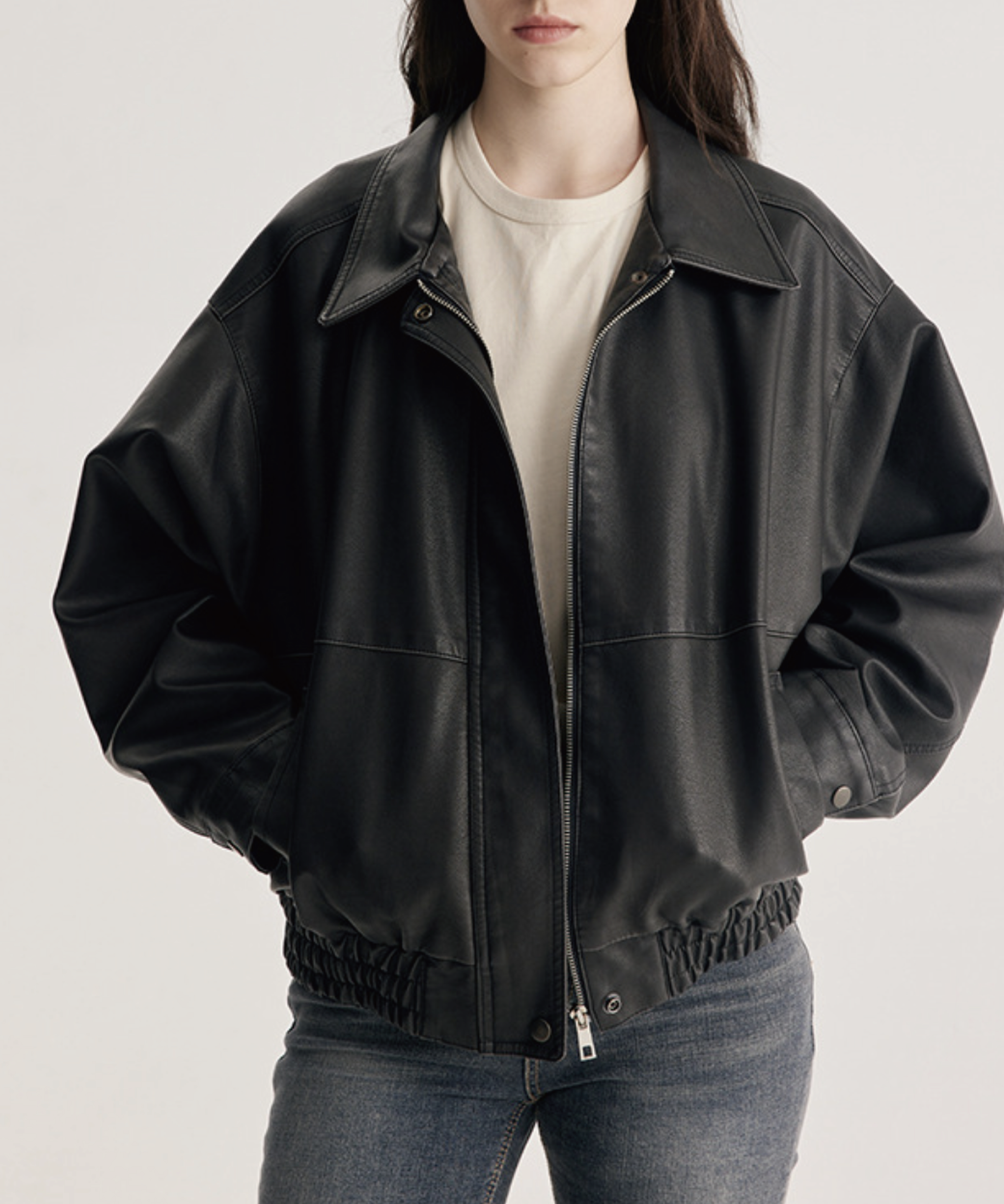 Off-shoulder Leather Jacket