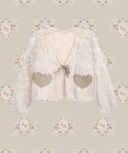 Fuzzy Heart Applique Cardigan