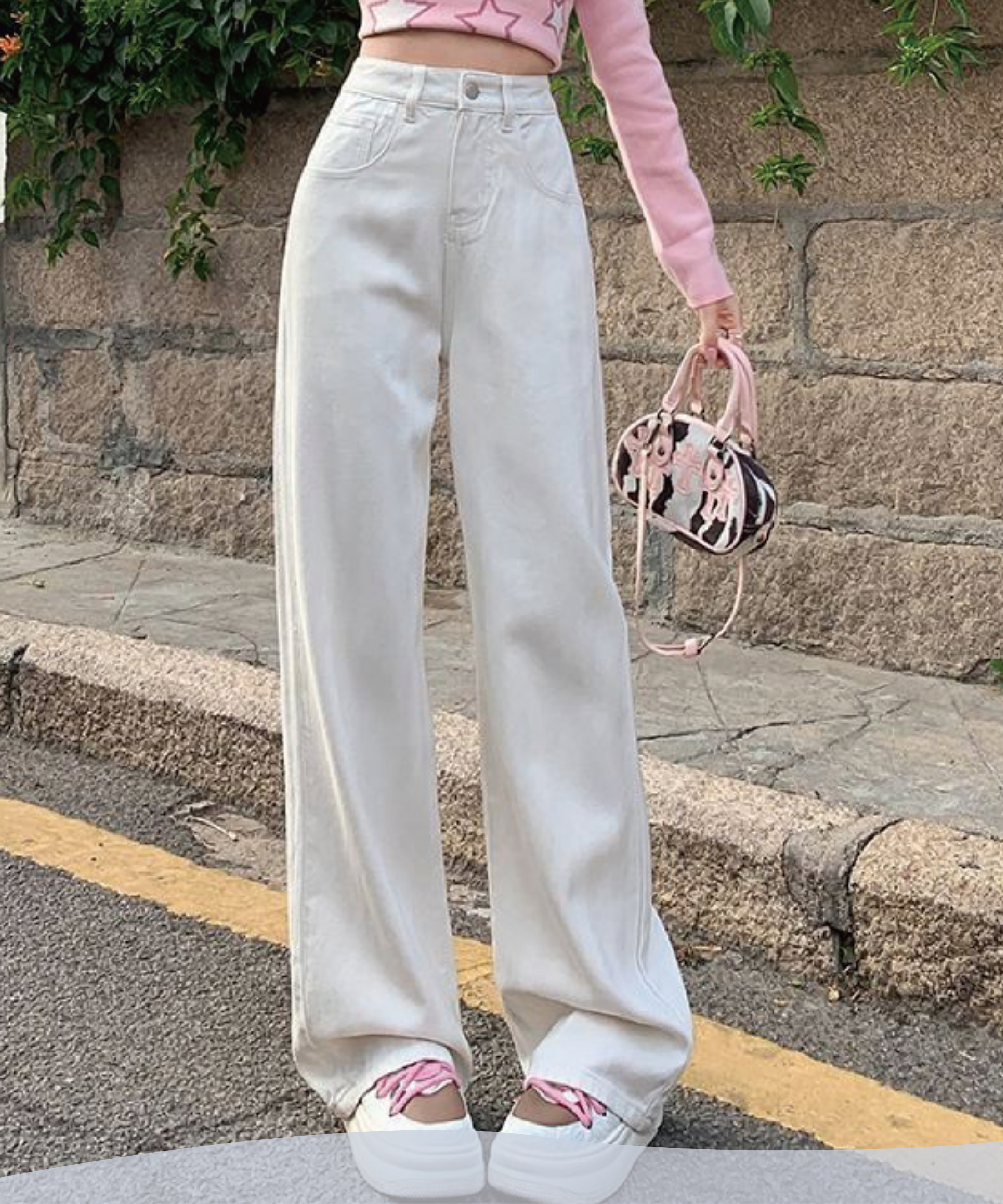 High-waist White Jeans