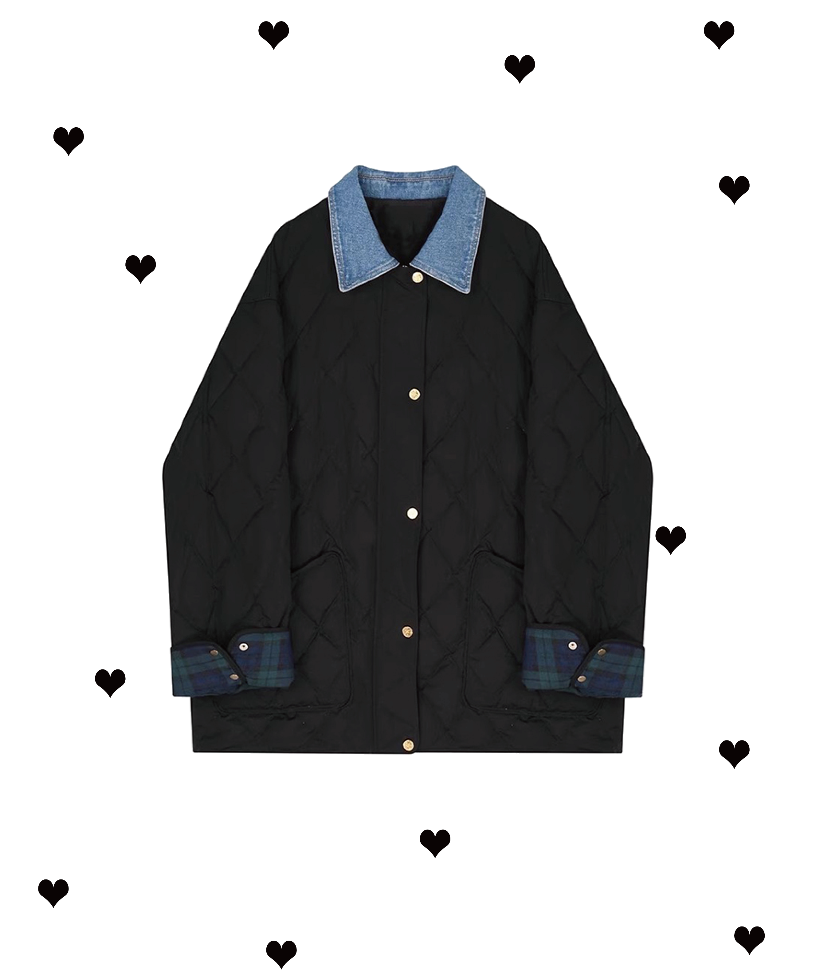 Denim Stitching Quilted Down Coat