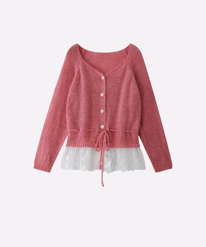 Flare Lace Stitching Cardigan