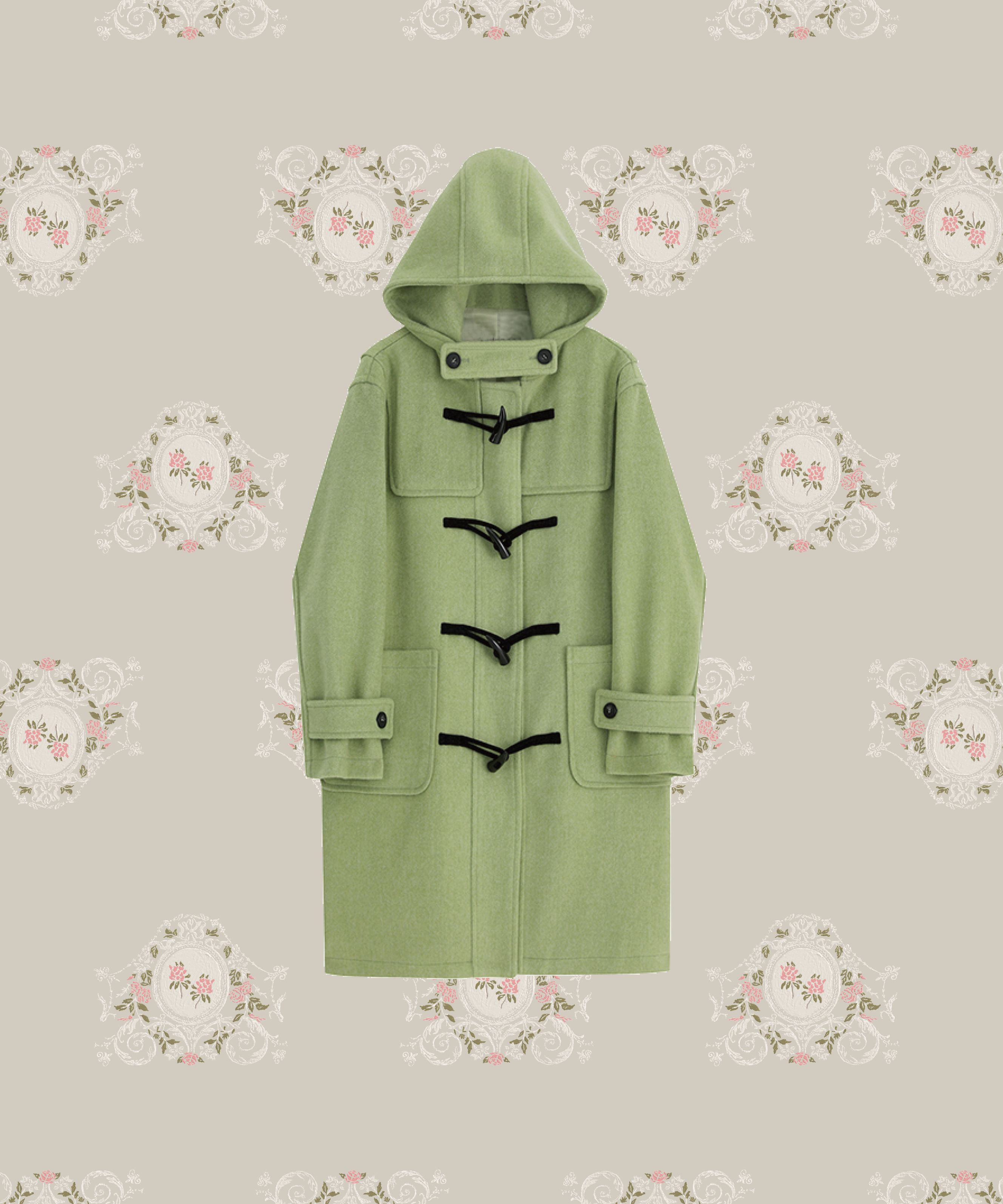 Bean Green Hooded Long Coat  ビーングリーンフード付きロングコート