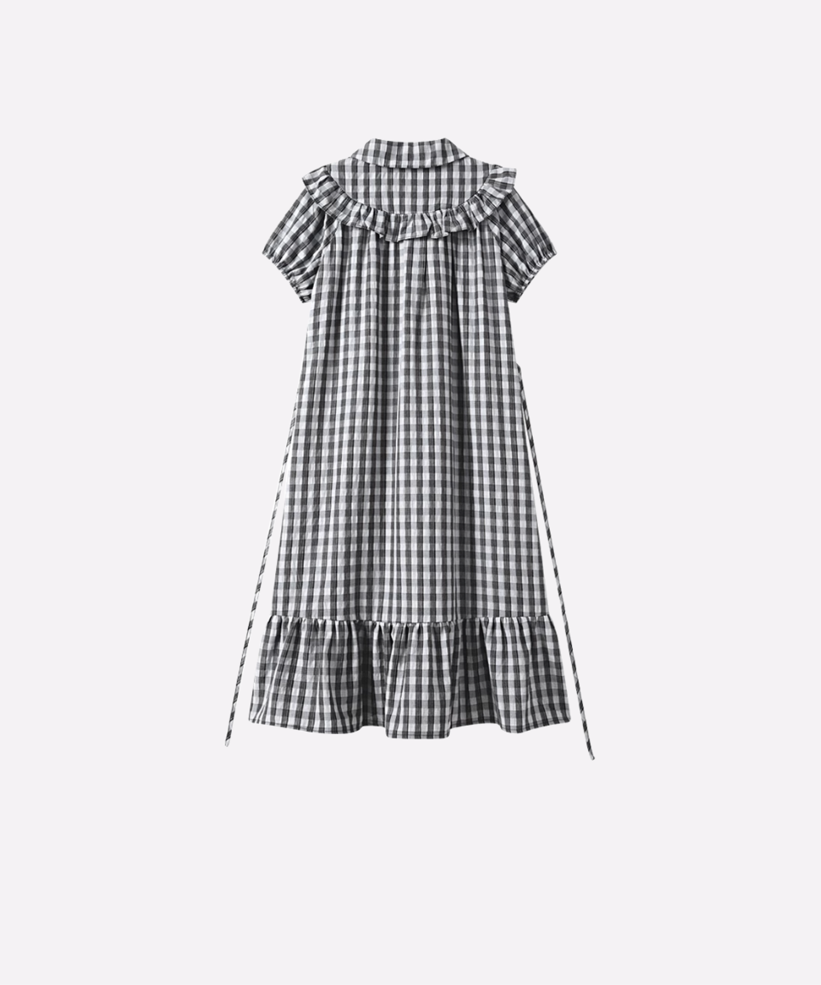 Elegant Check Motif Big Collar One Piece
