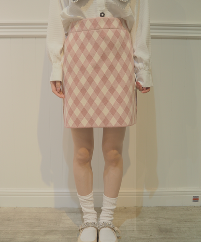 Mix Color Check Skirt 
