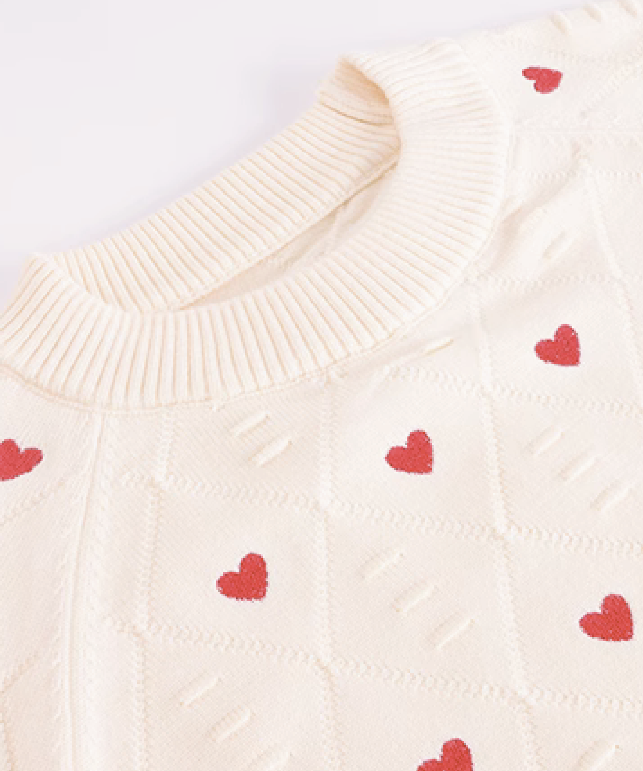 Heart Embroidery Knit Top