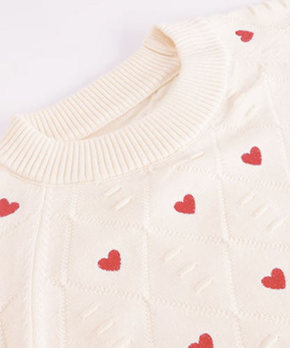 Heart Embroidery Knit Top