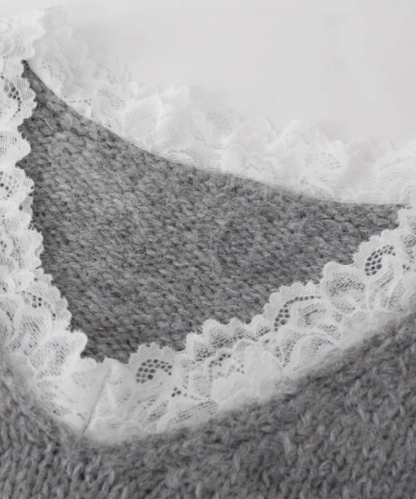 Lace Stitching Sheer Sweater