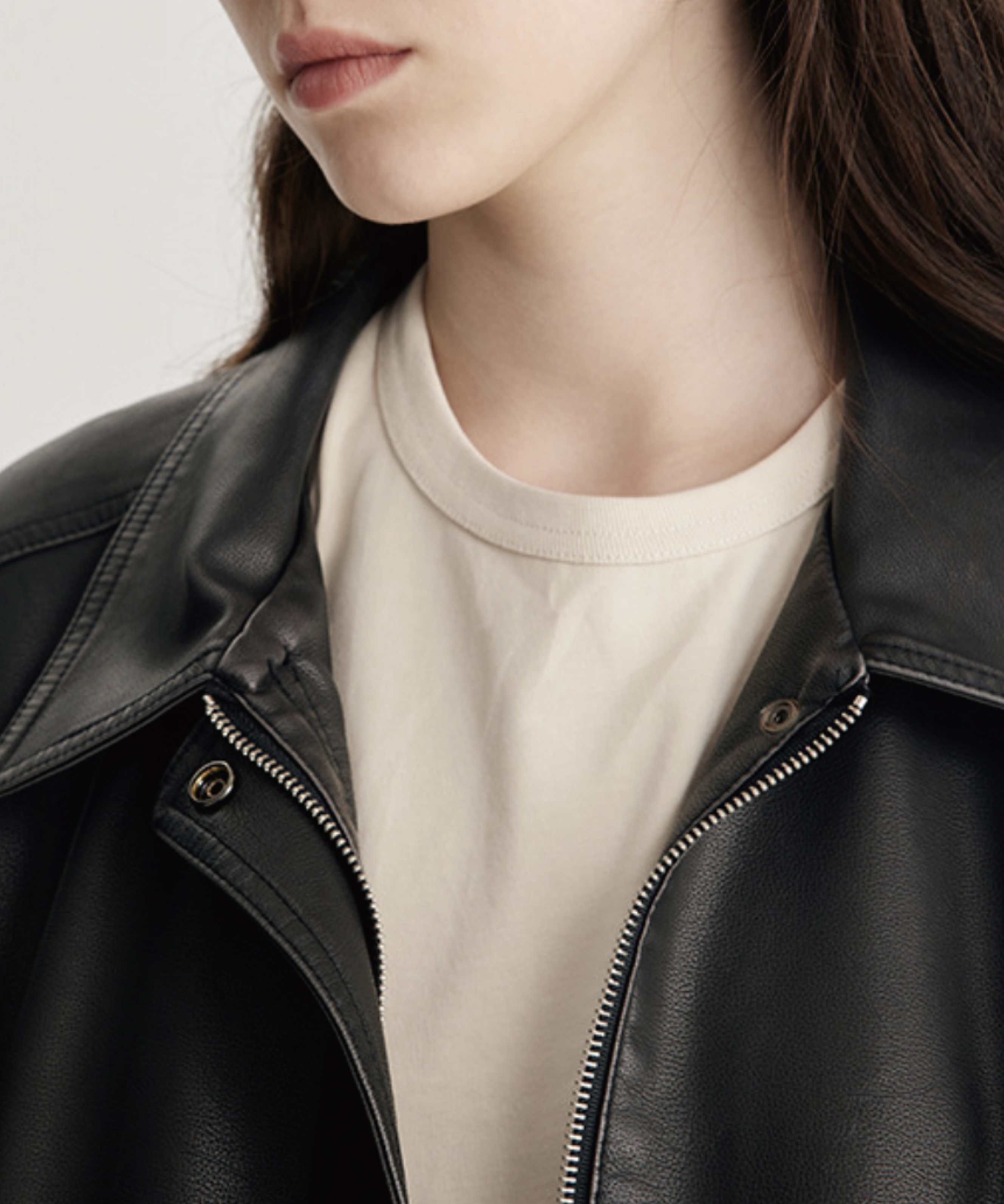 Off-shoulder Leather Jacket