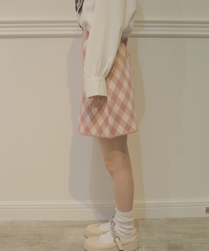 Mix Color Check Skirt