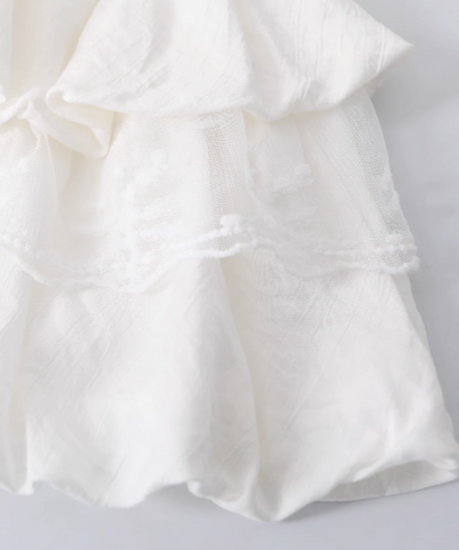 Ribbon Waist Lace Tiered Mini Skirt