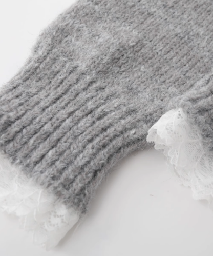 Lace Stitching Sheer Sweater