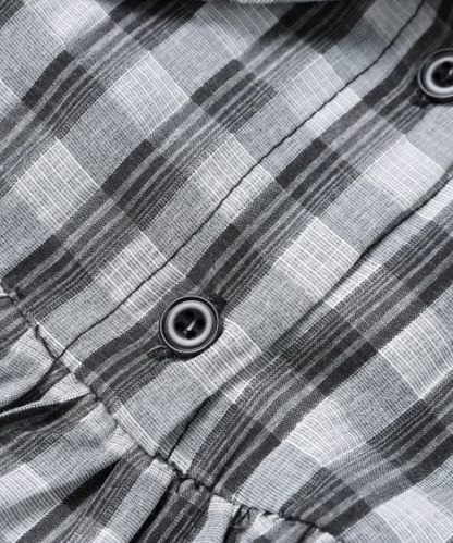 Elegant Check Motif Big Collar One Piece