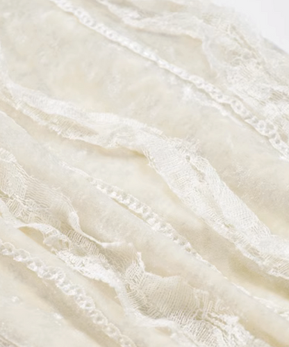 Detail Lace Velvet Texture Blouse ディテールレースベルベットテクスチャーブラウス