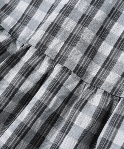 Elegant Check Motif Big Collar One Piece