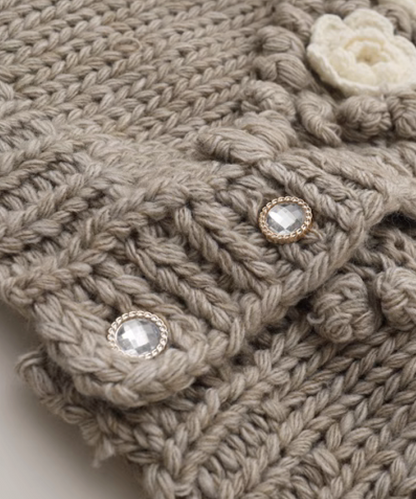 Handmade Applique Crochet Cardigan  ハンドメイドアップリケかぎ針編みカーディガン