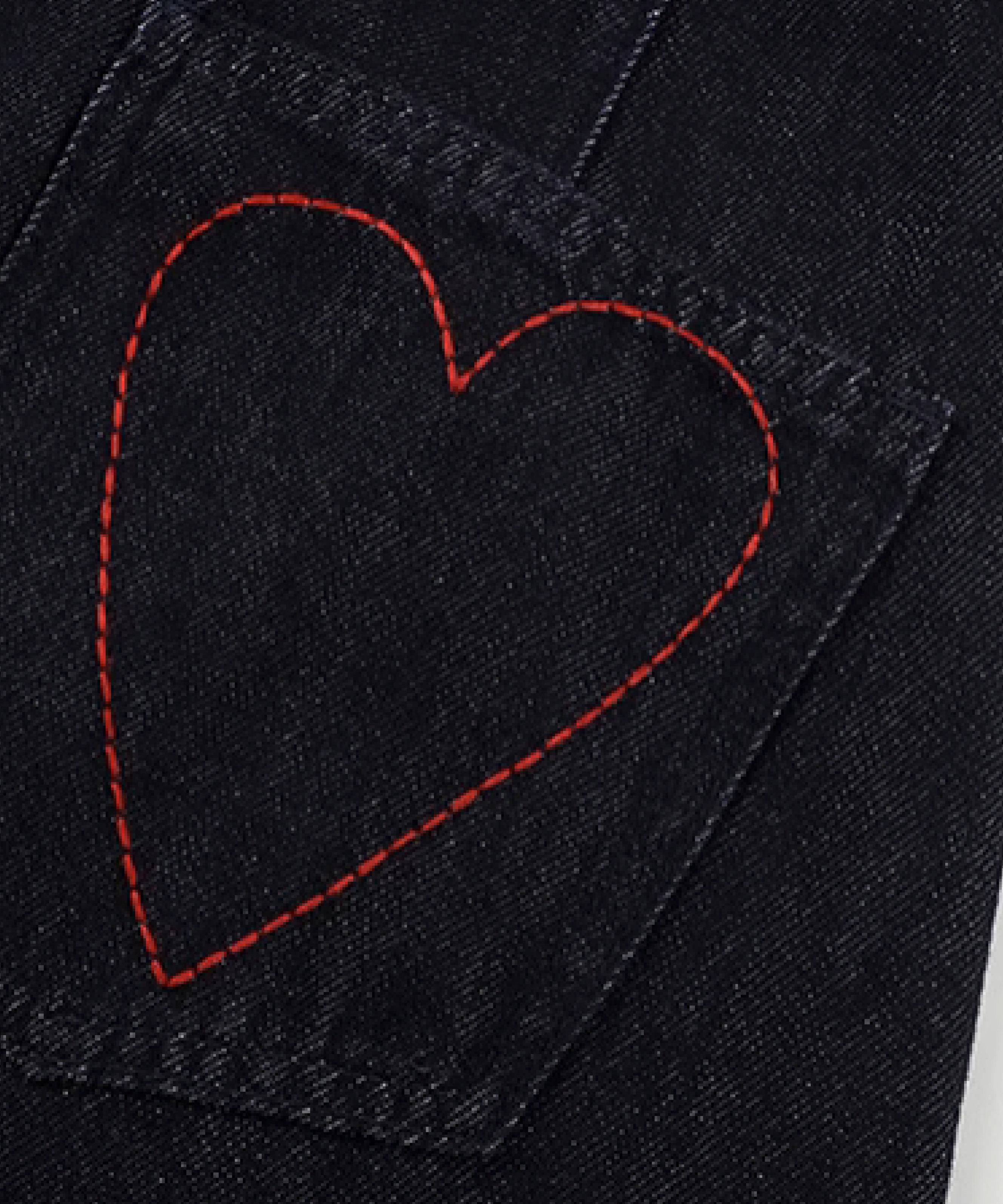 Heart Embroidery Denim Pants