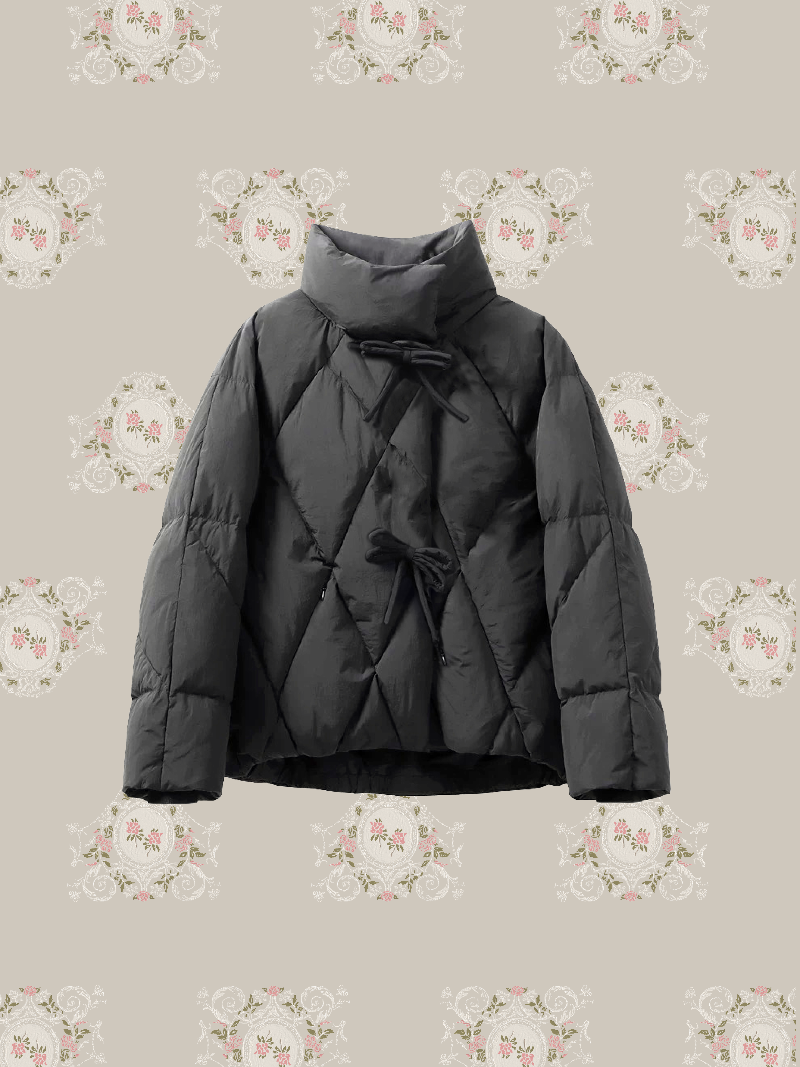 Quilting Ribbon Puffer Duck Down Jacket Quilting Ribbon Puffer Duck Down Jacket 
