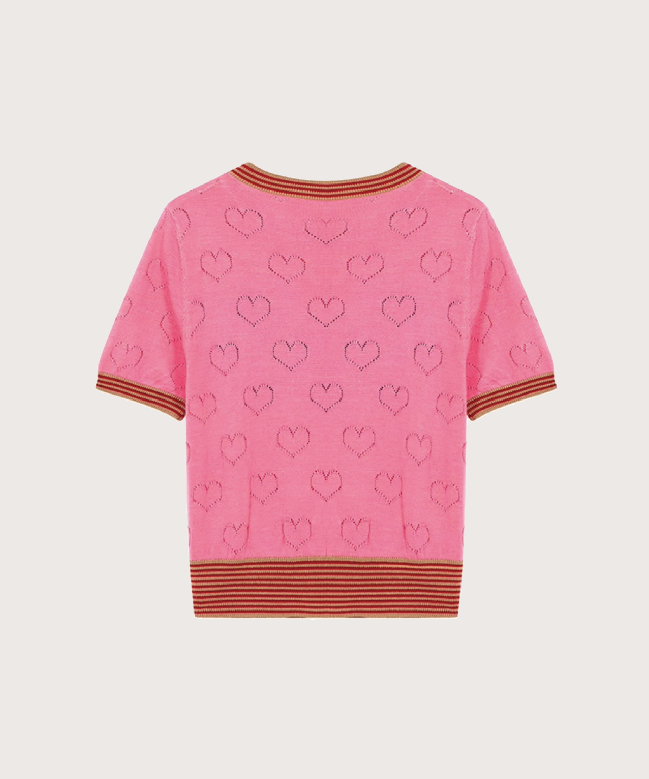 Pink Love Hollow Animal Knit Top