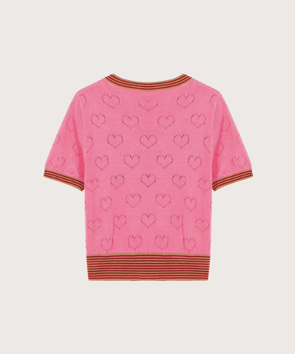 Pink Love Hollow Animal Knit Top 