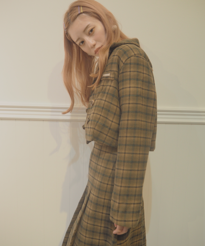 Plaid Short Coat Set Up 